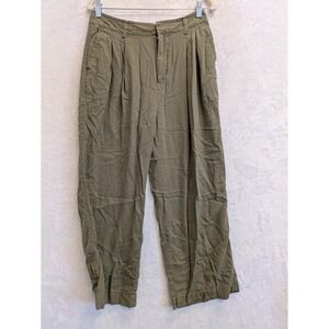 GAP High Waisted Pleated Wide Leg‎ Pants Olive Green Women Size 8